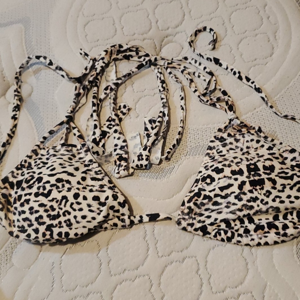 Animal print triangle string bikini top